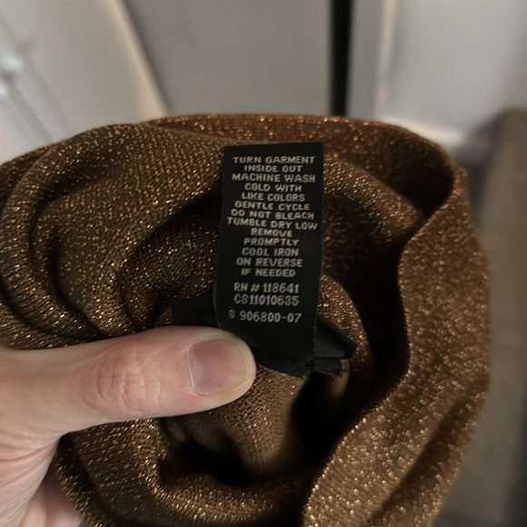 NWOT⭐️* Lane Bryant Copper MetallicT-neck sweater w/RhinestnButton slv Sz 22/24✨ - Picture 10 of 10